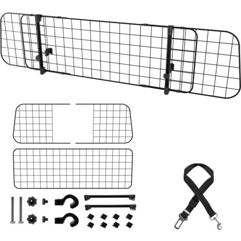 TolleTour grille pour chien voiture Grille séparation Usage Universel Avec 3 barbelés largeur réglable Pour les chiens noir