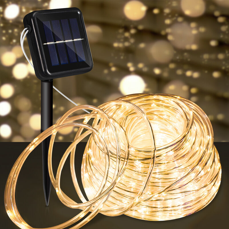 Guirlande Lumineuse Solaire Extérieur8Modes Décoration Lumineuse Solaire Noël IP65 Imperméable Lampe Solaire Exterieur100LED 12MBlanc Froid