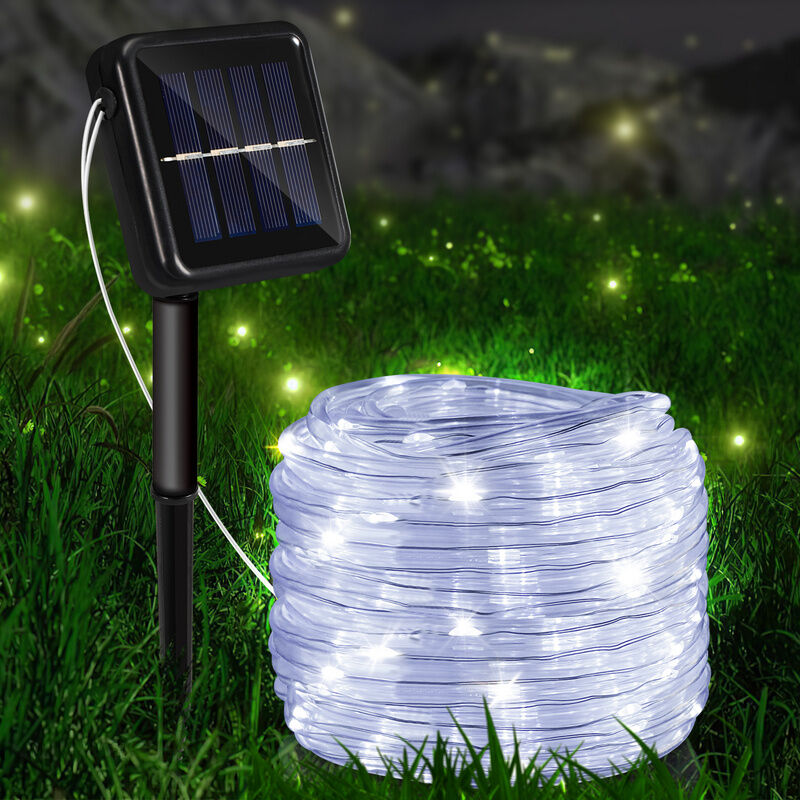 Guirlande Lumineuse Solaire Extérieur8Modes Décoration Lumineuse Solaire Noël IP65 Imperméable Lampe Solaire Exterieur200LED 22MBlanc Chaud