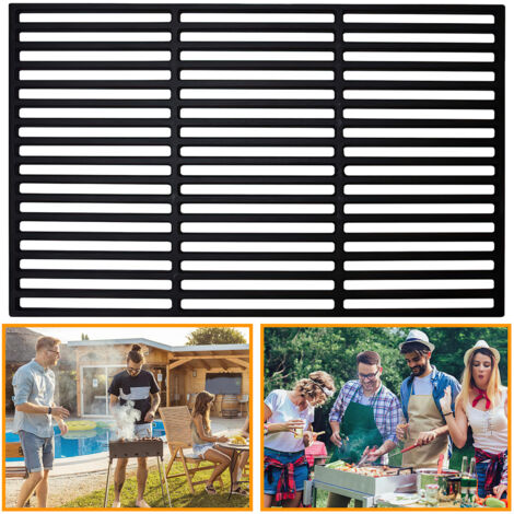 TolleTour Gusseisen Grillrost 60 × 40 cm – Emaillierter Grillrost für Holzkohlegrill, Gasgrill & Backofen, Robustes BBQ Zubehör, Schwarz