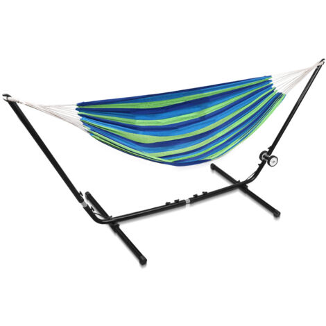 TolleTour Hamac avec cadre hamac à tige ultra-léger jusqu'à 200 kg chaise suspendue d'extérieur - bleu vert