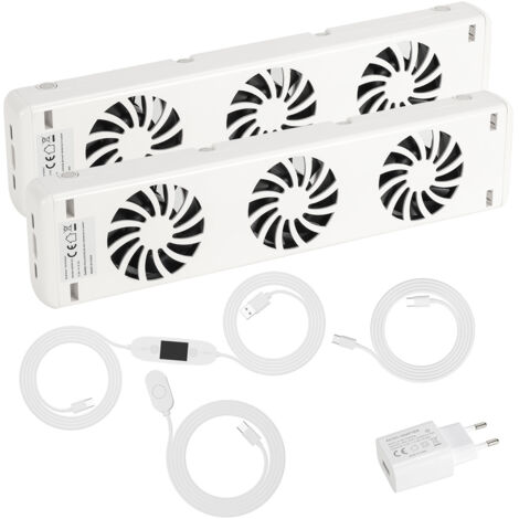 TolleTour Heizkörperverstärker-Duo Set  Drei Windlöcher -Temperature adjustable Geeignet für eine Länge von 100 cm Radiator-ventilator