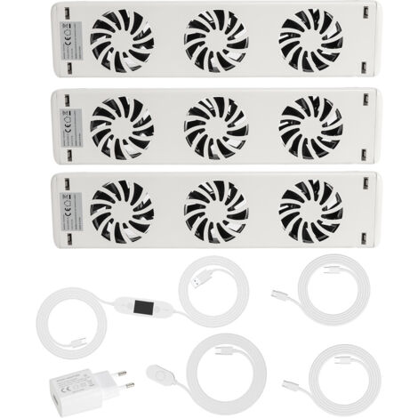 TolleTour Heizkörperverstärker-Triple set  Drei Windlöcher -Temperature adjustable Geeignet für eine Länge von 150 cm Radiator-ventilator