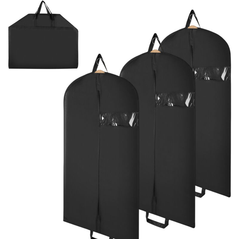 Housse à vêtements 3 pièces 100x60cm Housse de protection Housse à vêtements avec une poignée noir - Tolletour