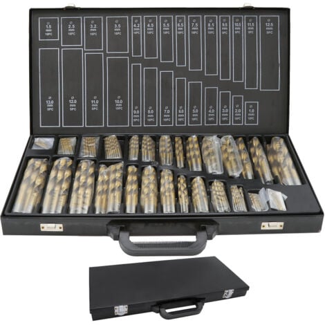 TolleTour Jeu de forets métalliques HSS-Titane 230 pièces DIN 338. 1-13mm. Forets en titane. Forets Hélicoïdaux. Assortiment de Forets à Main
