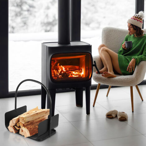 TolleTour kaminholzregal Metall Brennholzregal U-förmig Holzkorb Brennholzständer schwarzes Metall L40W30H50CM