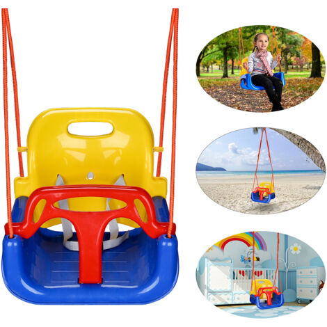 TolleTour Kinderschaukel 3 in 1 Babyschaukel Gartenschaukel 42x33x38cm Höhenverstellbar Indoor/Outdoor mit Rückenlehne und Sicherheitsgurt