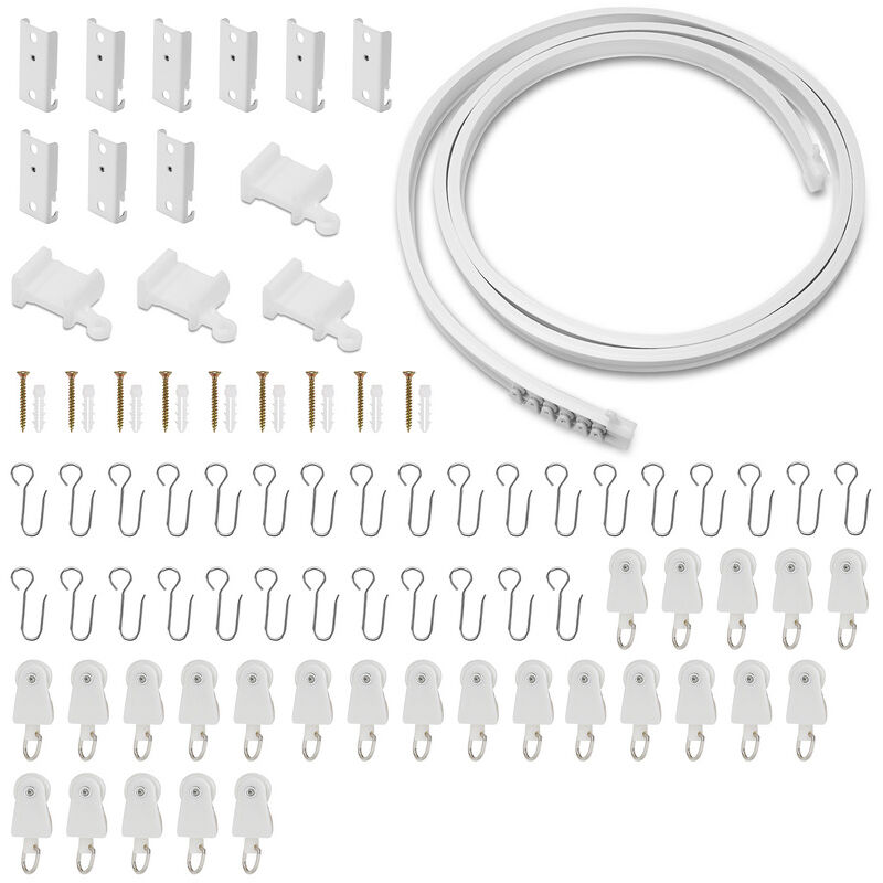 Kit de Rail de Rideau Plafond Pliable. 5M Rail de Rideau Flexible avec 40 Crochet pour Maison Chambre Fenêtre Salle de bain Bureau - Tolletour