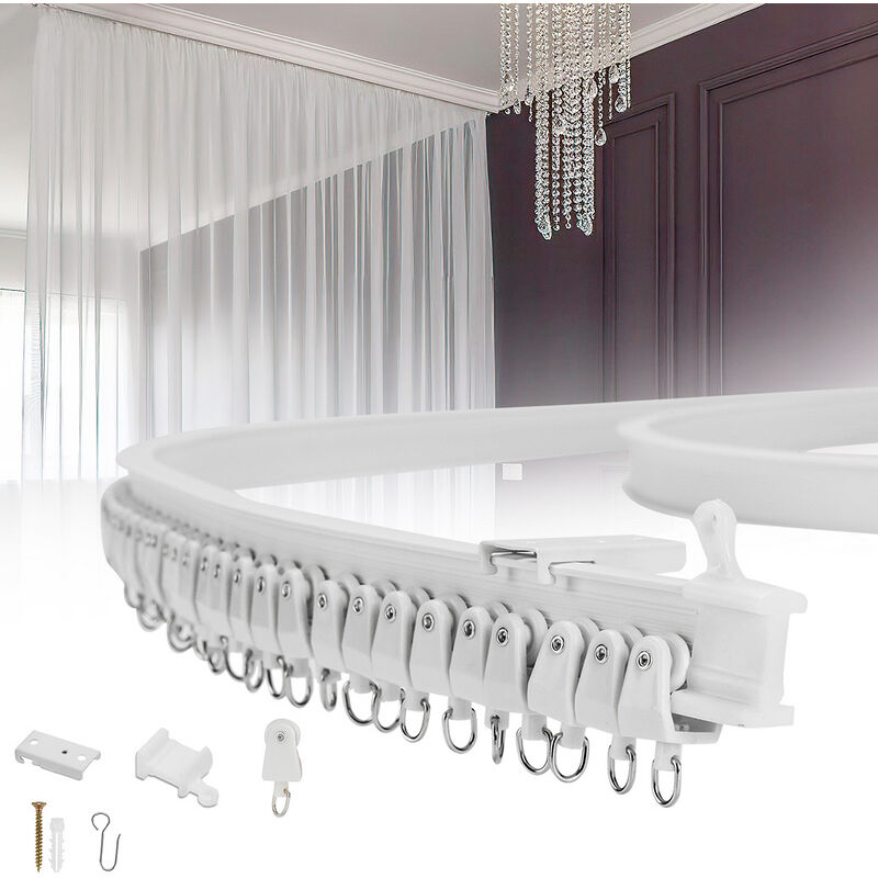 Kit de Rail de Rideau Plafond Pliable. 3M Rail de Rideau Flexible avec 30 Crochet pour Maison Chambre Fenêtre Salle de bain Bureau - Tolletour