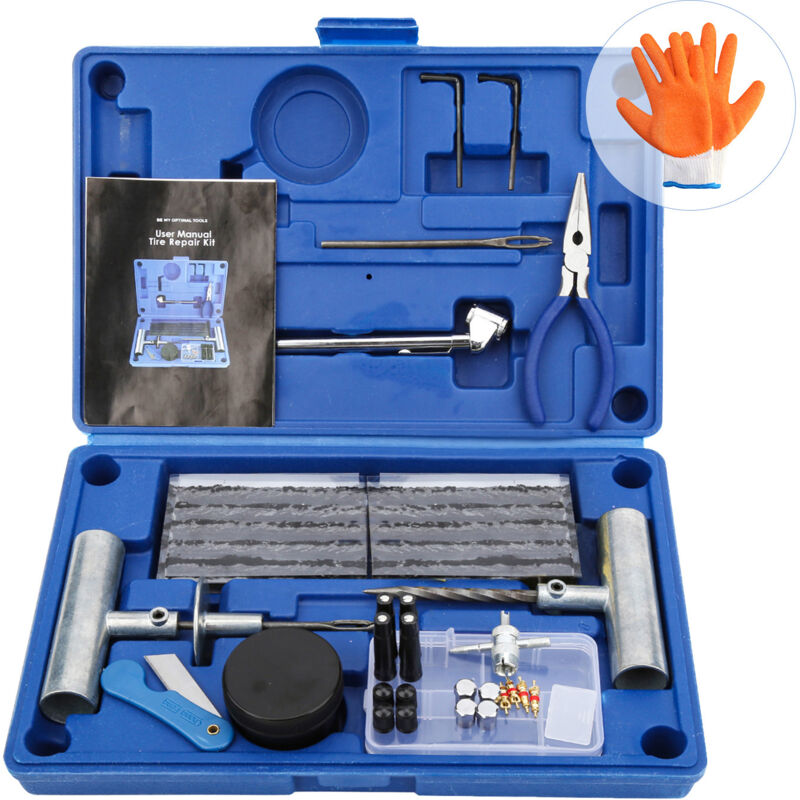 Tolletour - kit de réparation de pneus de voiture ,Réparation de pneus, 73 pièces, voiture, kit de réparation de pneus plats de voiture