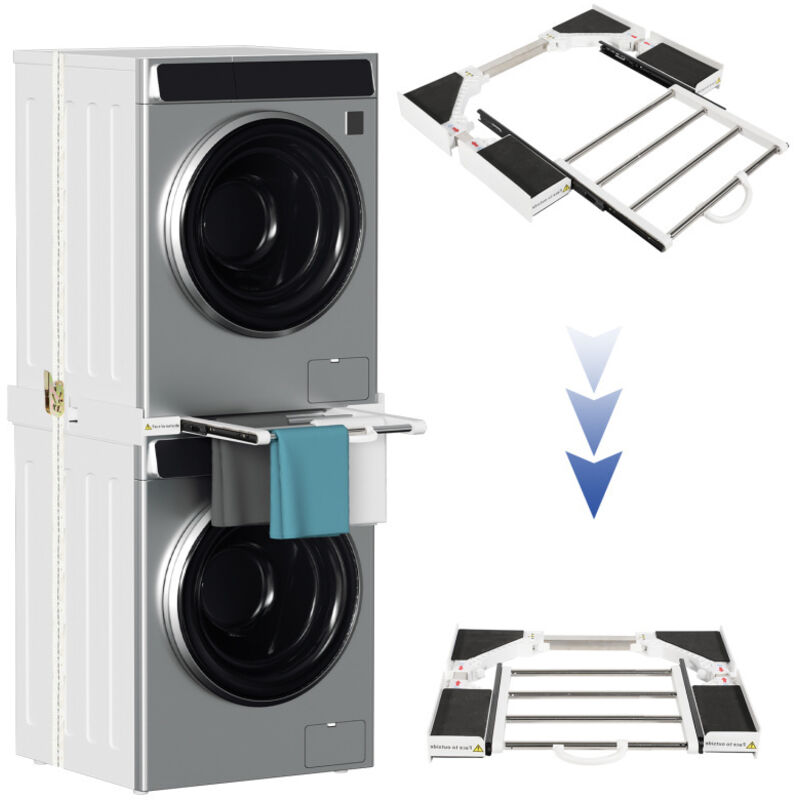 Tolletour - Kit de Superposition Universel taille réglable 54-73cm Intermédiaire avec Porte-Serviettes Extensible pour Lave-linge et Sèche-linge
