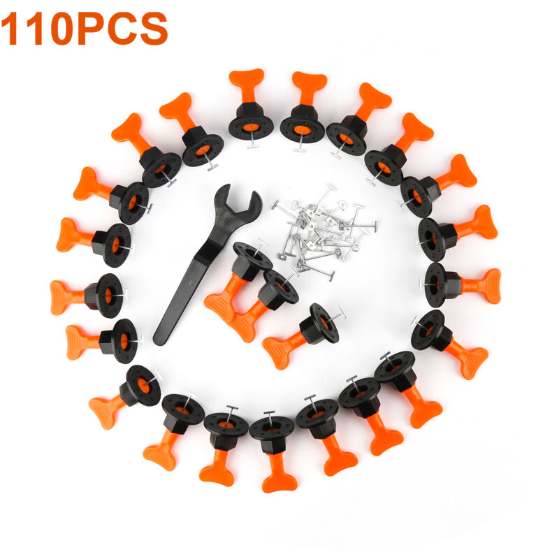 Tolletour - Kit de système de nivellement de carrelage réutilisable - 110 niveleurs en t Construction murale en céramique