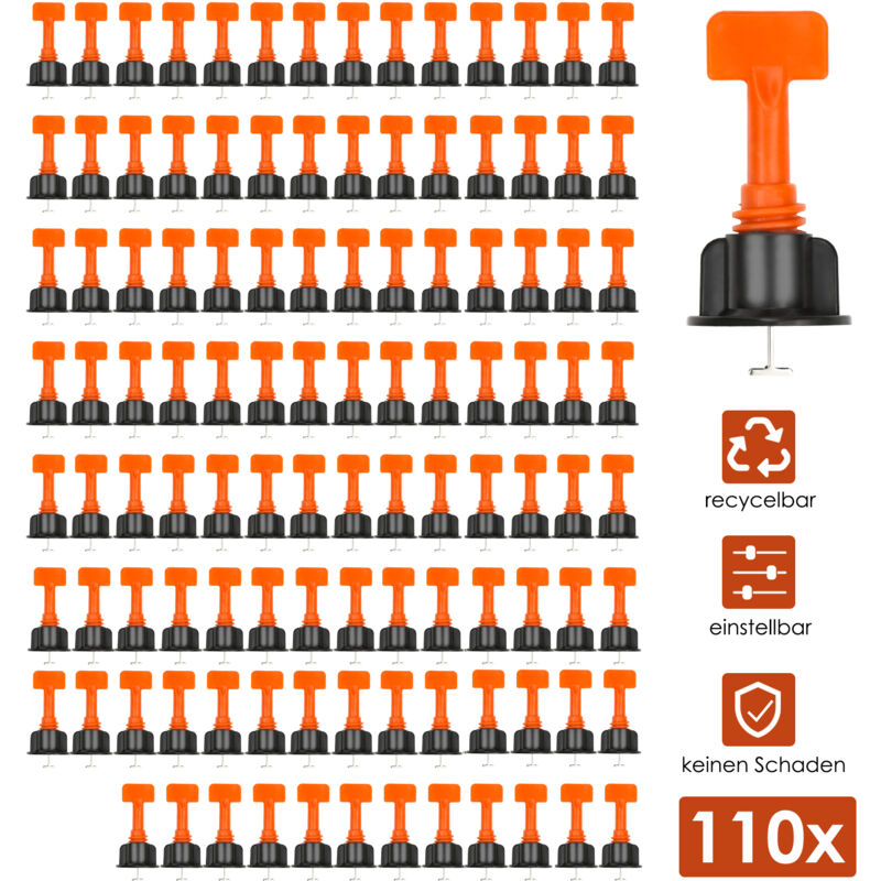 Tolletour - Kit de système de nivellement de carrelage réutilisable - 110 niveleurs en t Construction murale en céramique