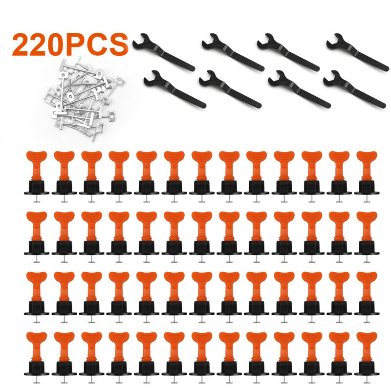 Kit de système de nivellement de carrelage réutilisable Niveleur de tuile en t Construction de paroi en céramique. 220 pcs - Tolletour