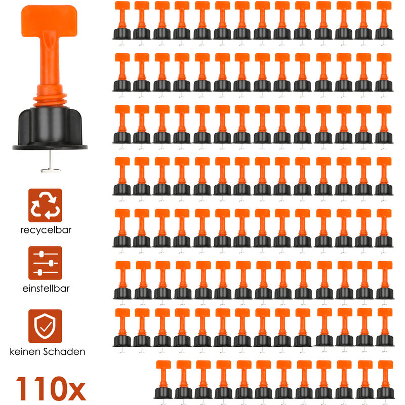 Hengda Niveleurs de Tuiles 110 pièces Nivellement des Carreaux Système d'alignement kit de Nivellement.kit de nivellement de carrelage réutilisable