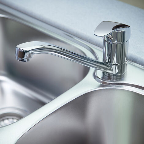 TolleTour Küchenarmatur 360 ° Drehbare- Wasserhahn Küche Infache Montage , Mischbatterie mit Heißer und Kalter Schlauch, Amatur Küchenspüle Chrom, Messing, Silber - Argent