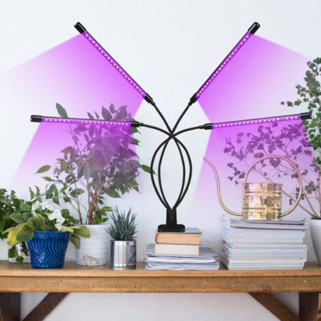 Lampe De Croissance LED Spectre Complet - 2 Têtes Flexibles, 3 Modes Lumière, Minuterie 3/9/12h, 40W