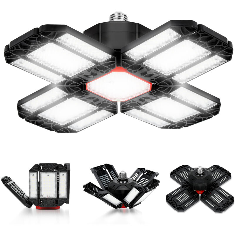 Led de garage 200W Éclairage led garage - 20000 lm - Lampe d'atelier - Plafonniers déformables - Panneaux E26/E27 - Tolletour