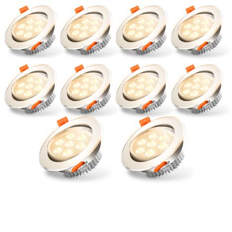 TolleTour LED Einbauleuchte 3W schwenkbar Deckenstrahler 85mm für Küche Bad Wohnzimmer Warmweiß 3200K 10 Stück