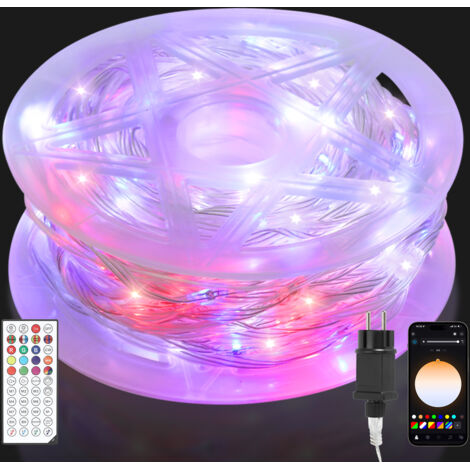 TolleTour LED Guirlande Lumineuse 20m 200 LED Fil de cuivre transparent Éclairage Lumières colorées Lumières LED avec prise 10 modes Extérieur Intérieur Décoration Extérieur Étanche pour jardin, fête,