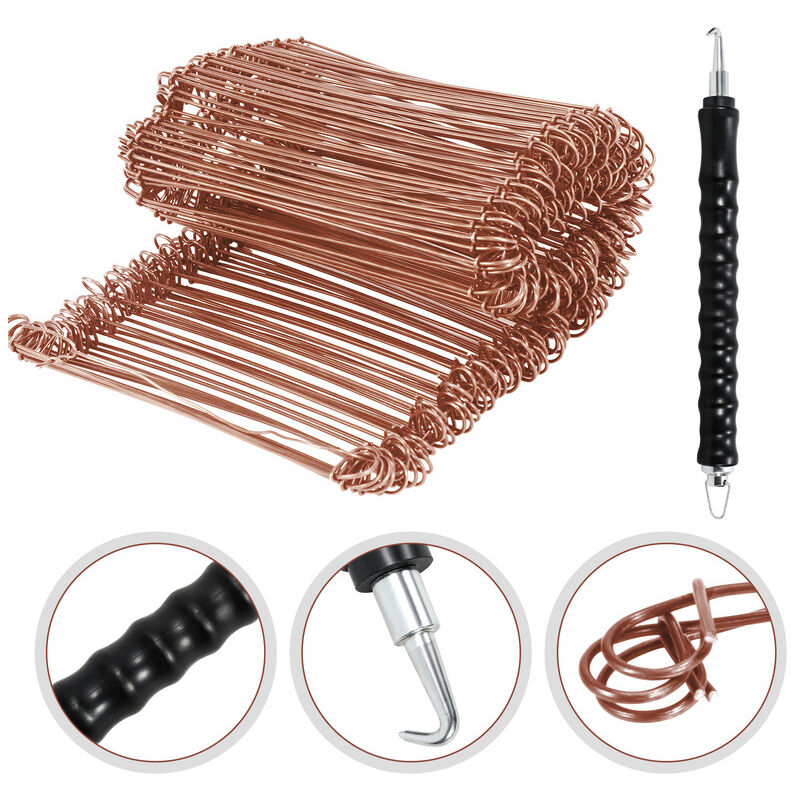 TolleTour lieur automatique professionnel pour ligaturer armature metallique Fil Pour Barres D'armature Twister Crochet 1.0 x 100mm (1000 pcs)