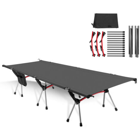 TolleTour Lit de camp en aluminium Lit camping pliable & lit d'appoint avec sac de transport pour le camping et la plage - Noir