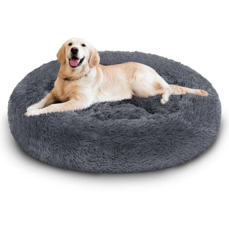 VINGO TolleTour Lit pour chien Lit moelleux rond pour Chat et Chien Extra large Deluxe Panier pour Animal Domestique Lavable avec coussin gris foncé 60cm