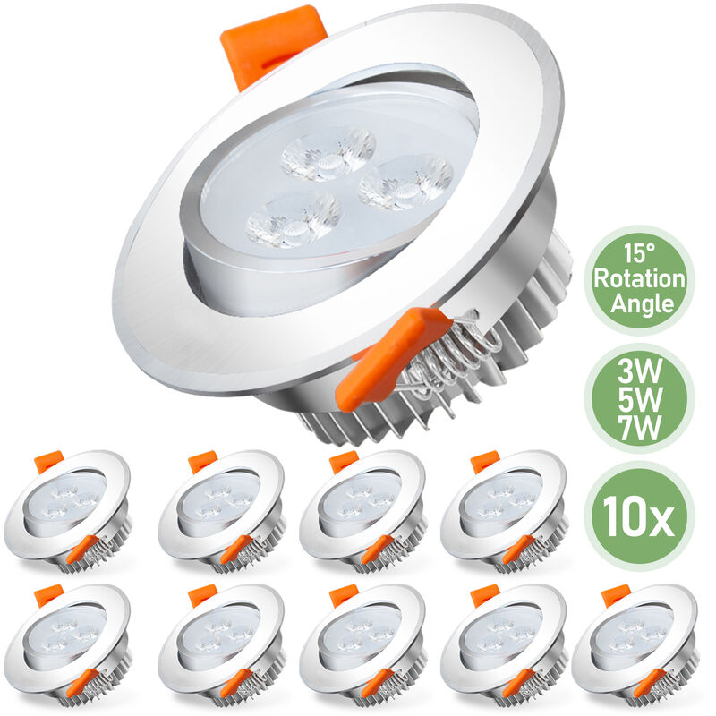TolleTour Lot de 10 Spots Encastrable LED Intégrés Spots à encastrer Blanc chaud LED spots orientables éclairage plafond 3W