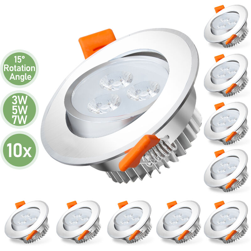 Lot de 10 Spots Encastrable led Intégrés spots à encastrer Blanc froid led spots orientables éclairage plafond 3W - Tolletour
