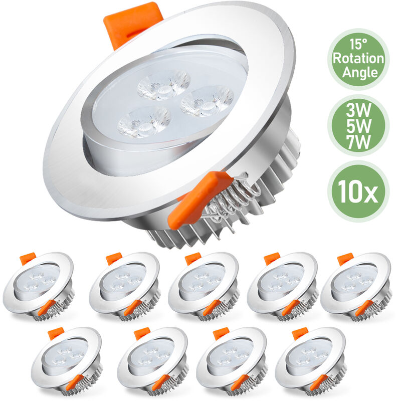 Swanew Lot de 10 Spots Encastrable spots à encastrer Blanc chaud Fixation led spots orientables éclairage 3W spot led encastrable spot encastrable à