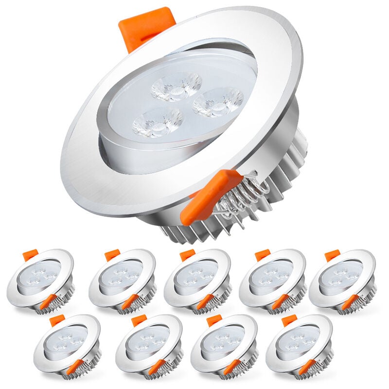 TolleTour Lot de 10 Spots LED Encastrables Spot Encastrable LED 3W Equ. 25W Température de Couleur: Blanc Froid 6000K