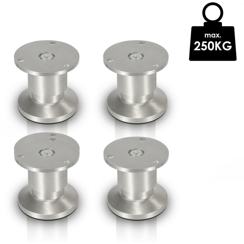 Tolletour - Lot de 4 Pieds de meubles ajustable ±15mm base ronde Moderne Pieds de Armoire pour Table Hauteur 60mm