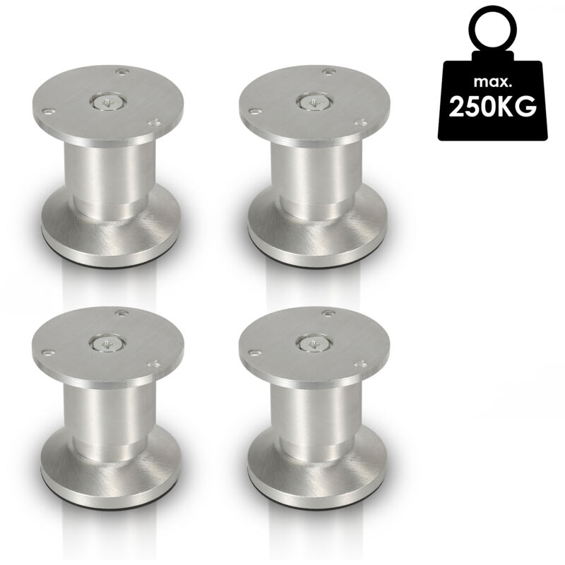 Lot de 4 Pieds de meubles ajustable ±15mm base ronde Moderne Pieds de Armoire pour Table Hauteur 80mm - Tolletour