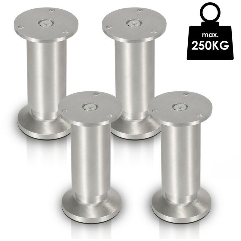 Tolletour - Lot de 4 Pieds de meubles ajustable ±15mm base ronde Moderne Pieds de Armoire pour Table Hauteur 180mm