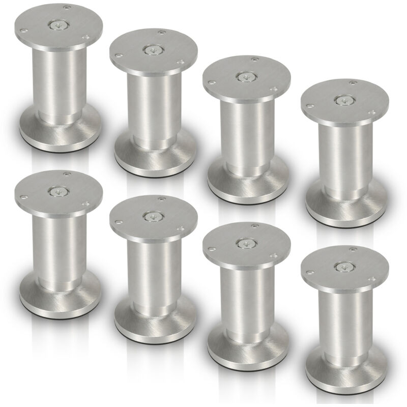 Tolletour - Lot de 12 Pieds de meubles Pieds Réglables Alliage d'aluminium 100 mm De Hauteur