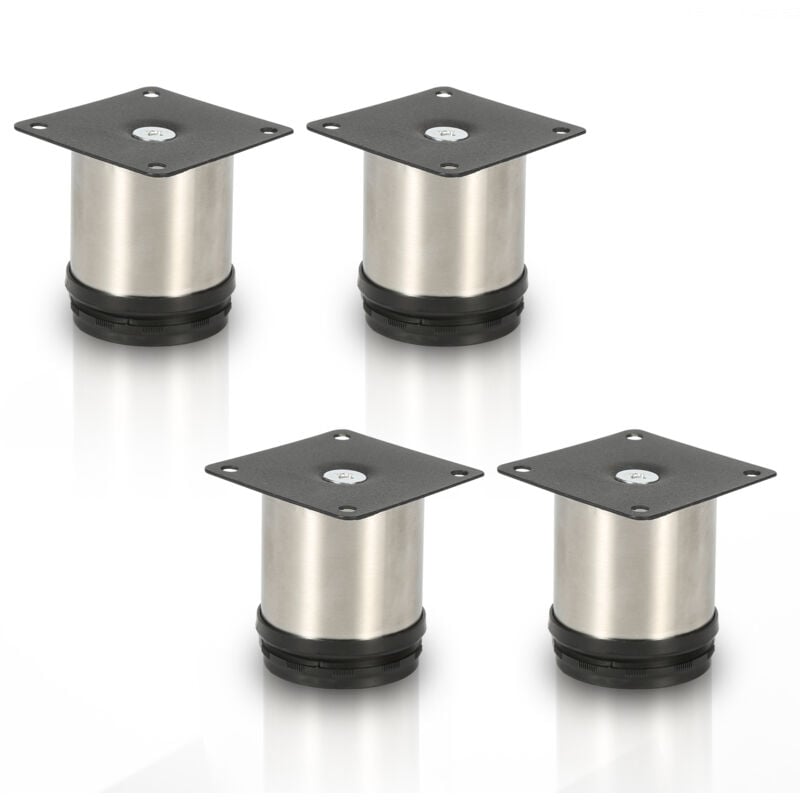 Tolletour - Lot de 4 Pieds de meubles Pieds Réglables Inox 200 mm De Hauteur
