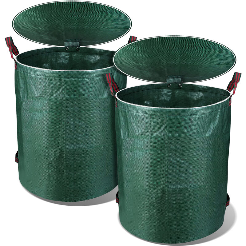 Tolletour - Lot de 2 x 272L Sac de jardin avec couvercles Sacs à déchets de jardin sacs poubelles pliables et étanches