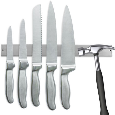 TolleTour Magnetleiste 3x Küchen Messerhalter Messer blöcke Magnetleiste Werkzeughalter Edelstahl 40cm - Silber