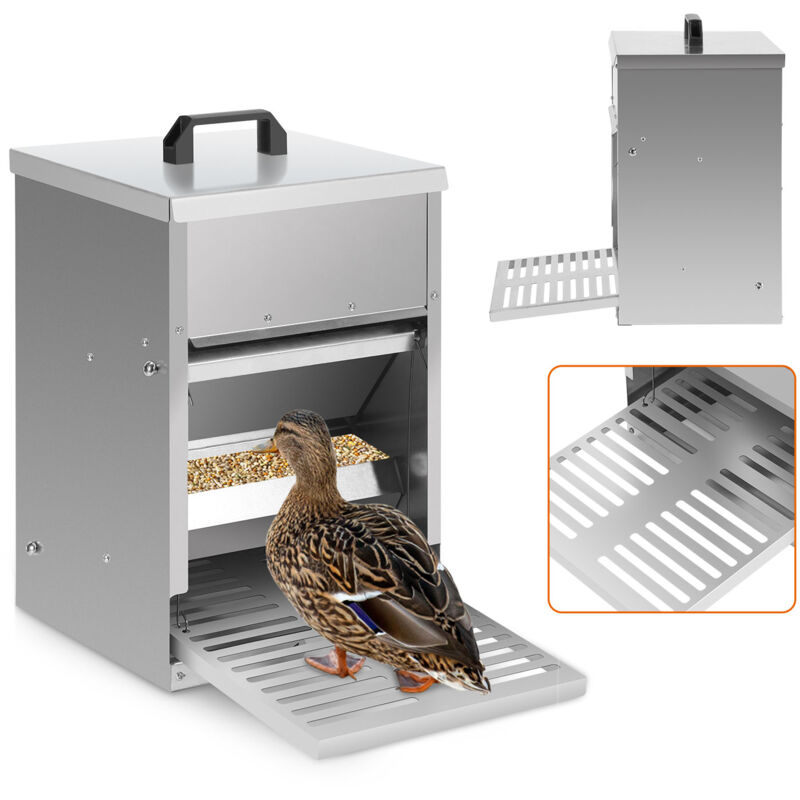 Tolletour - Mangeoire poules en acier galvanisé – Distributeur automatique 5KG avec pédale et protection étanche pour poules et autres volailles