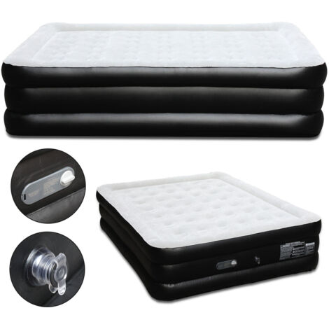 TolleTour Materasso gonfiabile Autogonfiabile Letto matrimoniale Borsa da trasporto inclusa grigio nero per 2 persona 20015246cm
