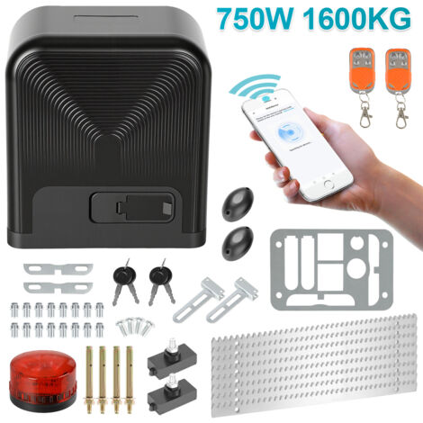 TolleTour Motorizzazione per cancello scorrevole da 750 W, apriporta automatico con 2 telecomandi e controllo tramite app, motore elettrico per cancello