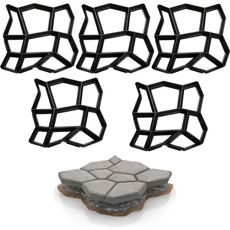 TolleTour Moule en béton pour la fonte de plaques de marche lot de 5 en forme de pierre pour aménaement personnalisé du jardin