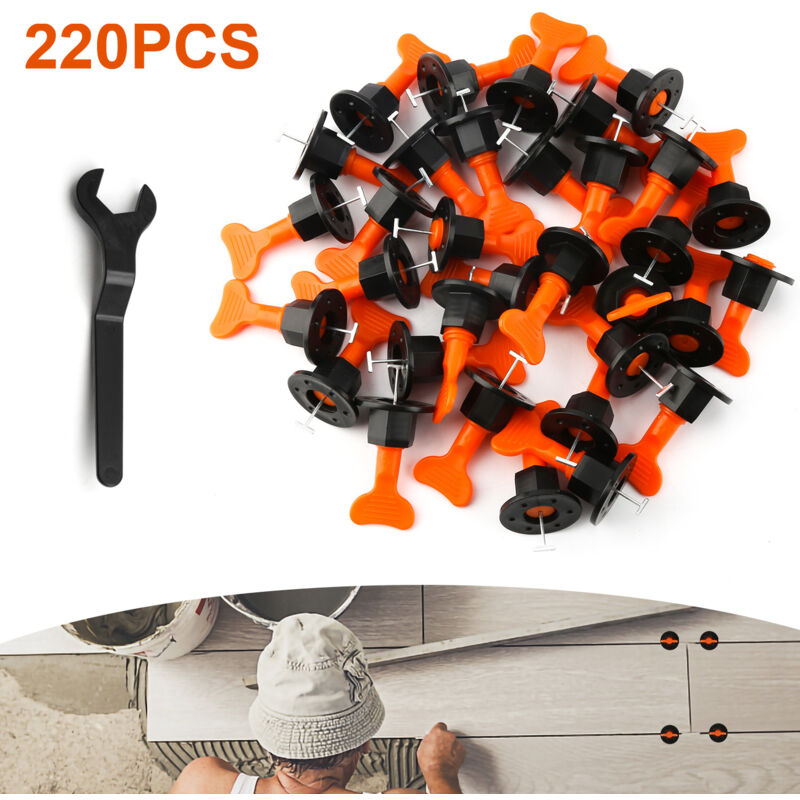 Tolletour - Kit de Nivellement pour Carrelage 220x niveleur de carrelage avec clé spéciale, kit de nivellement de carrelage réutilisable