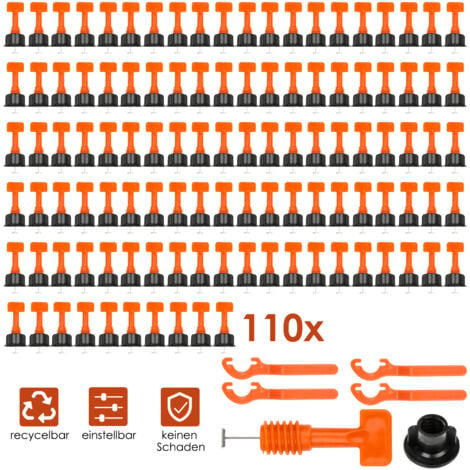 TolleTour Nivelierset Fliesen 220 Stück Fliesen Nivelliersystem Fliesenausgleichssystem Fliesen Leveler Bau von Wänden Böden Wedge Handwerkzeug mit 8 Stück Spezial-Schraubenschlüssel