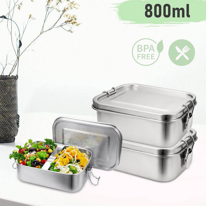 TolleTour 2x 800ml lunch box inox lunch box inox lunch box maternelle sans BPA - Argent