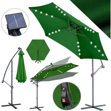 TolleTour Ombrellone solare Ø 3 m con LED – Illuminazione integrata per le serate in terrazza Verde