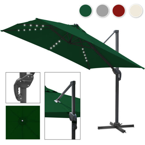 TolleTour Ombrellone verde con illuminazione LED – Modello grande per terrazza e giardino