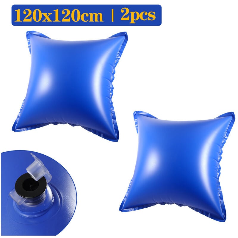 Oreillers gonflables de housse de piscine hors sol, Coussin d'hiver pour bâche de piscine hivernage 122 x 122 x 60 cm 2pcs - Tolletour