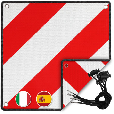 TolleTour Pannello segnaletico 2in1 Italia e Spagna 50x50 cm Pannello reversibile in alluminio con occhielli - Segnaletica riflettente per portabici e portapacchi posteriori