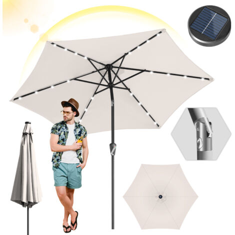 TolleTour Parasol 2,7 m avec éclairage LED – Parasol balcon et jardin, écru
